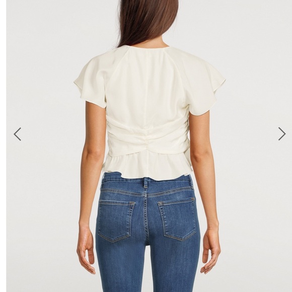 FRAME Flounce Shirred Silk Top - Picture 4 of 6